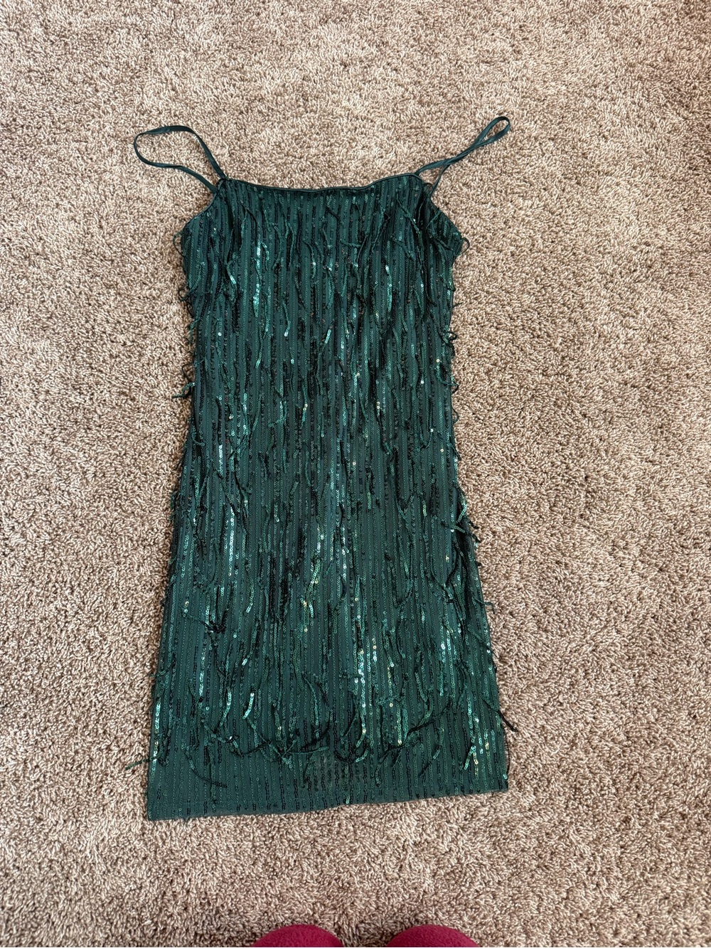 Trixxi Emerald Sequin Strap Dress
